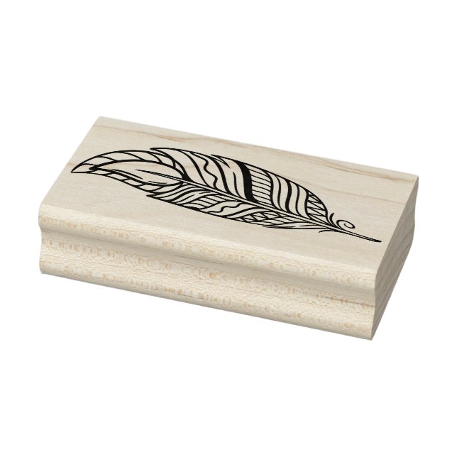 Create Your Own Striped Boho Teardrop Feather Rubber Stamp (Stamp)