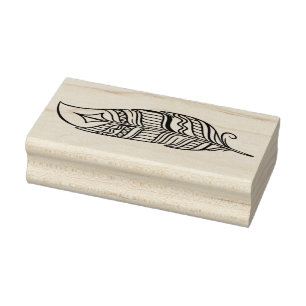 Create Your Own Striped Boho Tribal Feather Rubber Stamp