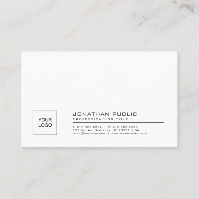 Create Your Own Stylish Simple Plain With Logo Business Card (Front)