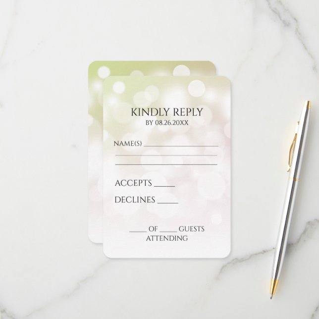 Create Your Own Subtle Bokeh Background RSVP Card (Front/Back In Situ)