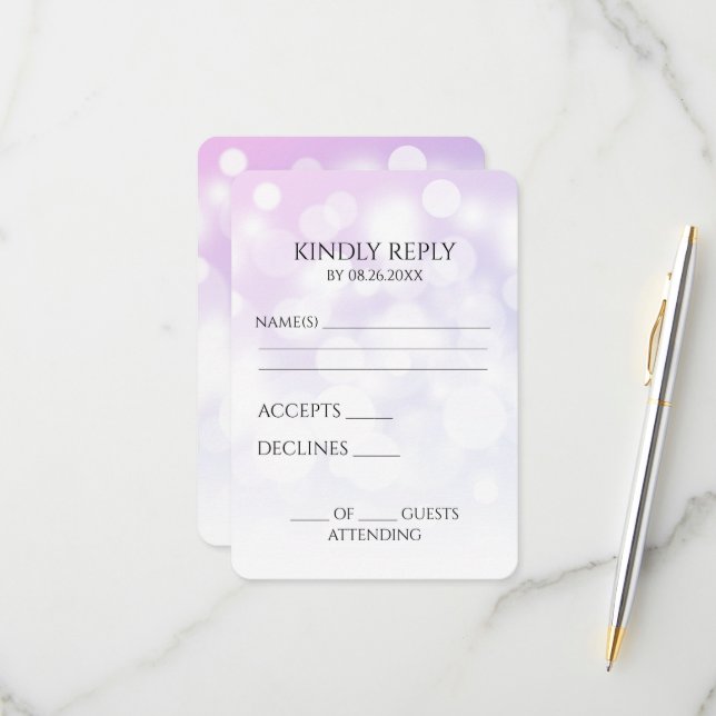 Create Your Own Subtle Bokeh Background RSVP Card (Front/Back In Situ)