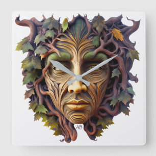 Create Your Own Summer Green Man Square Wall Clock