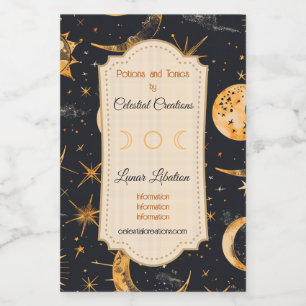 Create Your Own Sun Moon Stars Celestial Wine Label