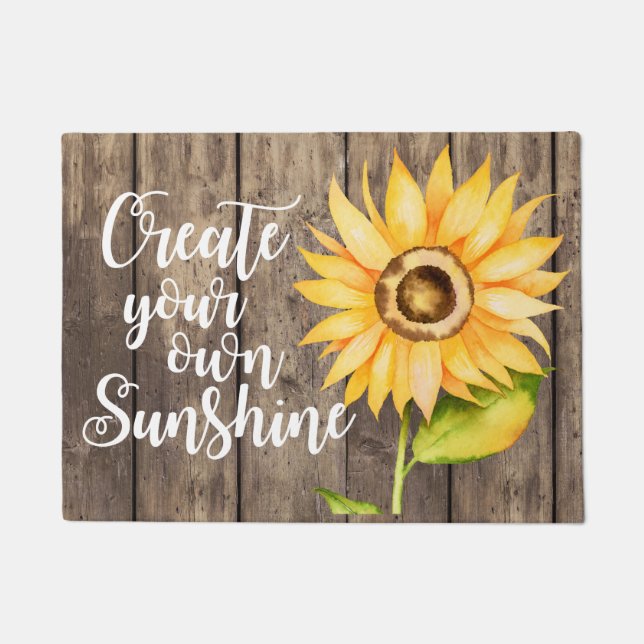 Create Your Own Sunshine Rustic Floral Quote Doormat (Front)