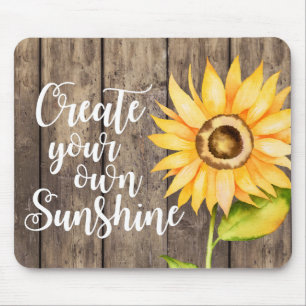 Create Your Own Sunshine   Watercolor Sunflower Mouse Mat