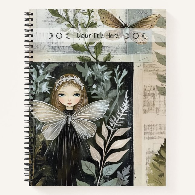 Create Your Own Surreal Butterfly Maiden Botanical Notebook (Front)