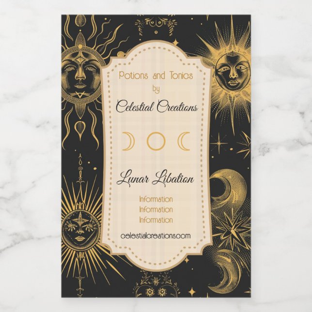 Create Your Own Surreal Celestial Moon & Stars Wine Label (Single Label)