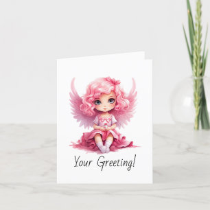 Create Your Own Sweet Pink Christmas Angel Holiday Card