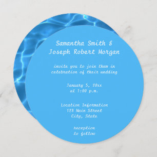 Create Your Own Swimming Pool Circle Photo Wedding Invitation