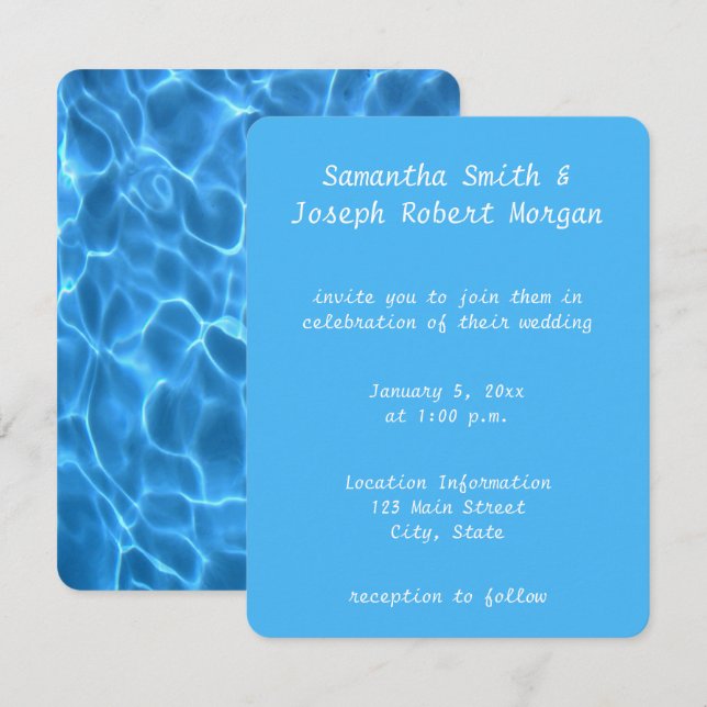 Create Your Own Swimming Pool Photo Wedding Invitation (Front/Back)