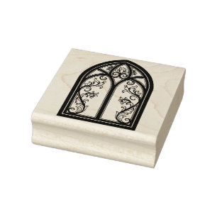 Create Your Own Tall Arched Gothic Floral Window Rubber Stamp
