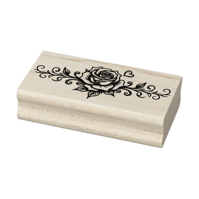 Create Your Own Tattoo Artwork Rose Vine Heart Rubber Stamp (Stamp)