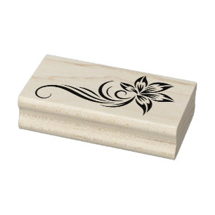 Create Your Own Tattoo Style Swirled Stem Flower Rubber Stamp