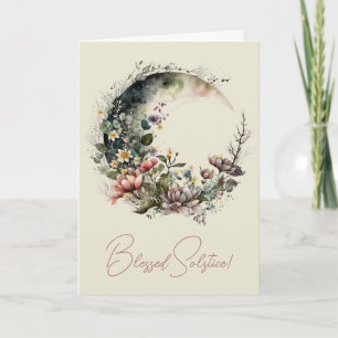 Create Your Own Tea Roses Floral Crescent Moon Holiday Card
