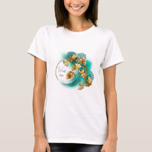 Create Your Own Teal & Green Ginkgo Leaves T-Shirt