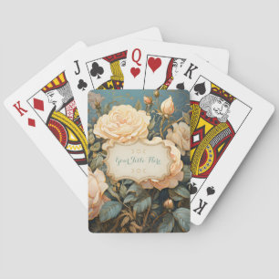 Create Your Own Teal Peach & Yellow Roses Bouquet Playing Cards