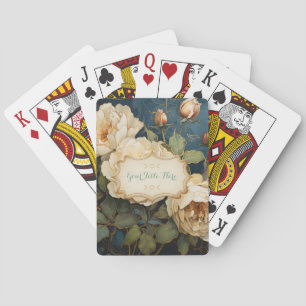 Create Your Own Teal Peach & Yellow Roses Floral Playing Cards