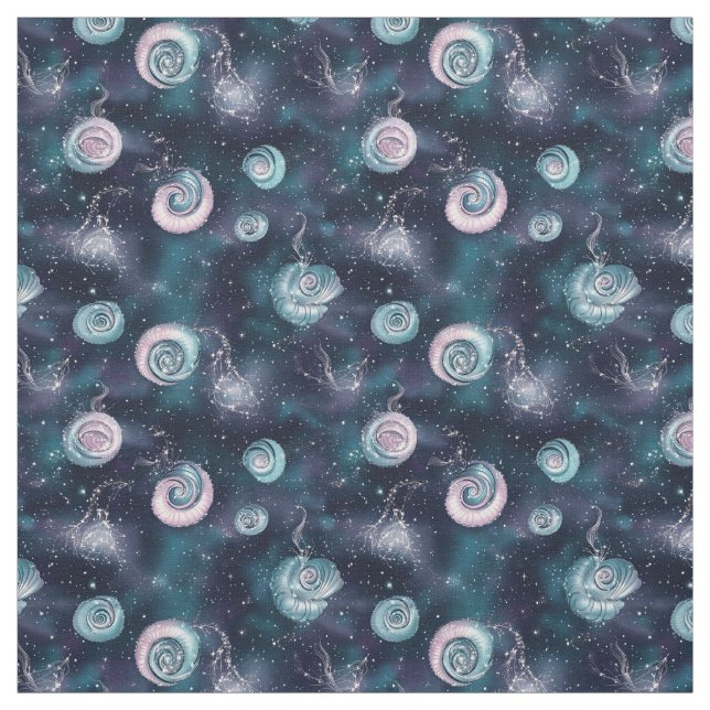 Create Your Own Teal Purple Pink Fractal Spirals Fabric (Swatch)
