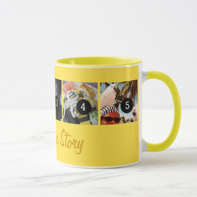 Create Your Own Tell Your Story 5 images Yellow Mug (Right)