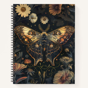 Create Your Own Terracotta Moth Midnight Floral Notebook