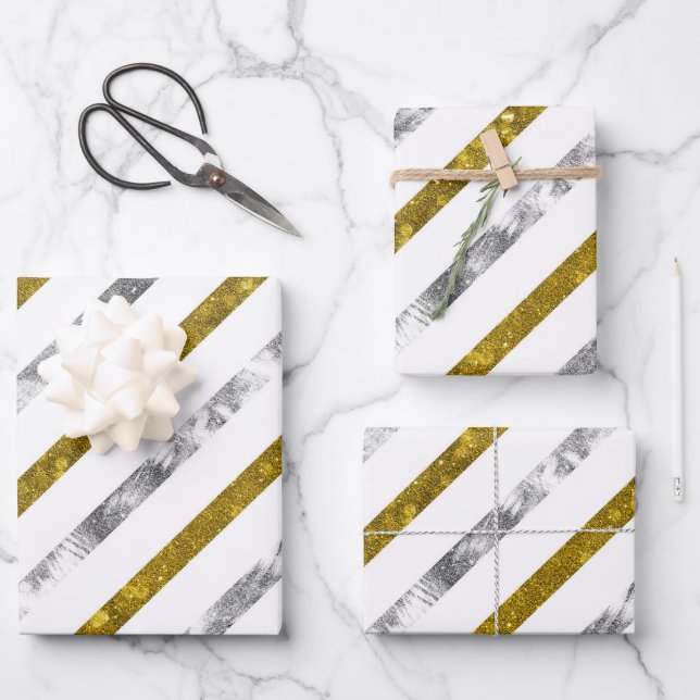 Create Your Own Texturised Stripes Wrapping Paper Sheet (Front)