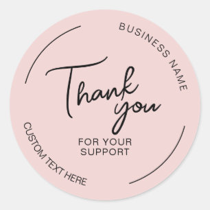 Create Your Own Thank You Pink Business Classic Round Sticker