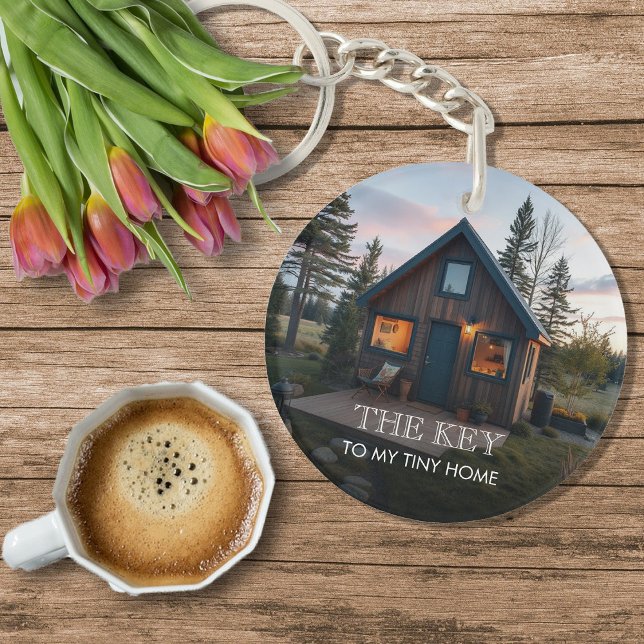Create your own The key to my tiny home photo Key Ring (Create your own The key to my tiny home photo Keychain. You can add your text and photos.)