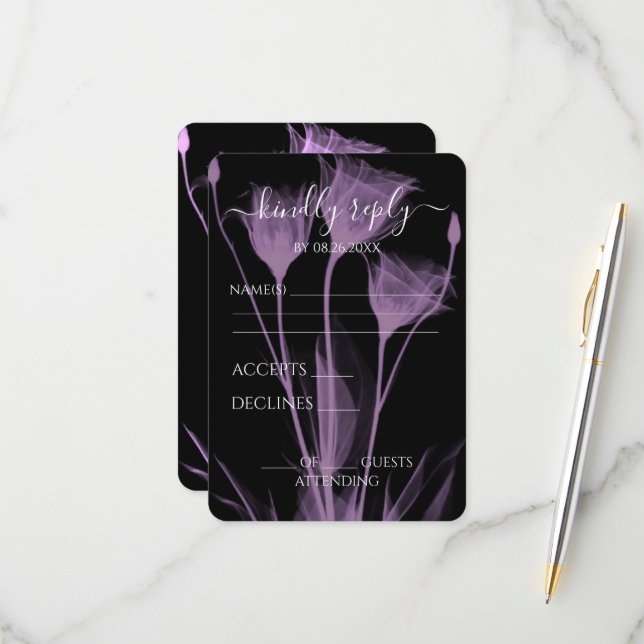 Create Your Own - Three X-Ray Flowers RSVP Card (Front/Back In Situ)