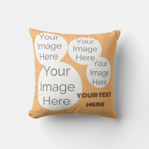 Create your own Throw Pillow photo text peach