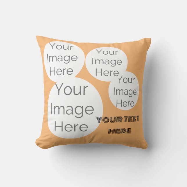Create your own Throw Pillow photo text peach (Front)