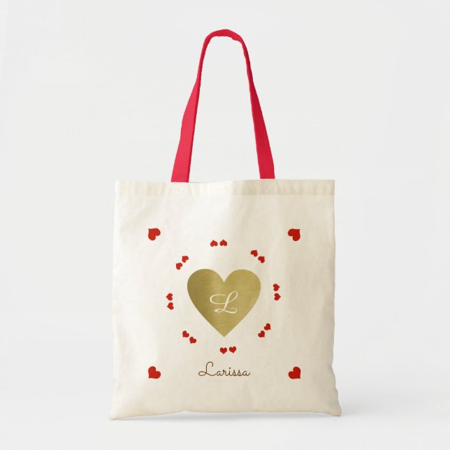 create your own tote bag of love hearts (Front)