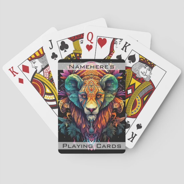 Create Your Own Tribal Fantasy Wild Cat Playing Cards (Back)