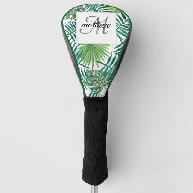 Create Your Own Tropical Palm Monogram Initial Golf Head Cover (Front)