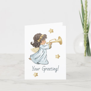 Create Your Own Trumpeting Christmas Angel Holiday Card