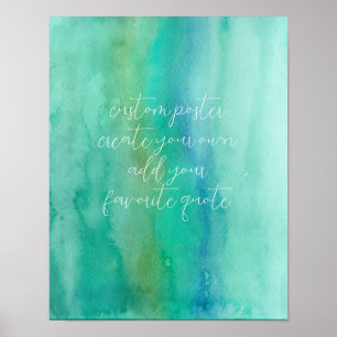 create your own turquoise and blue watercolor art poster