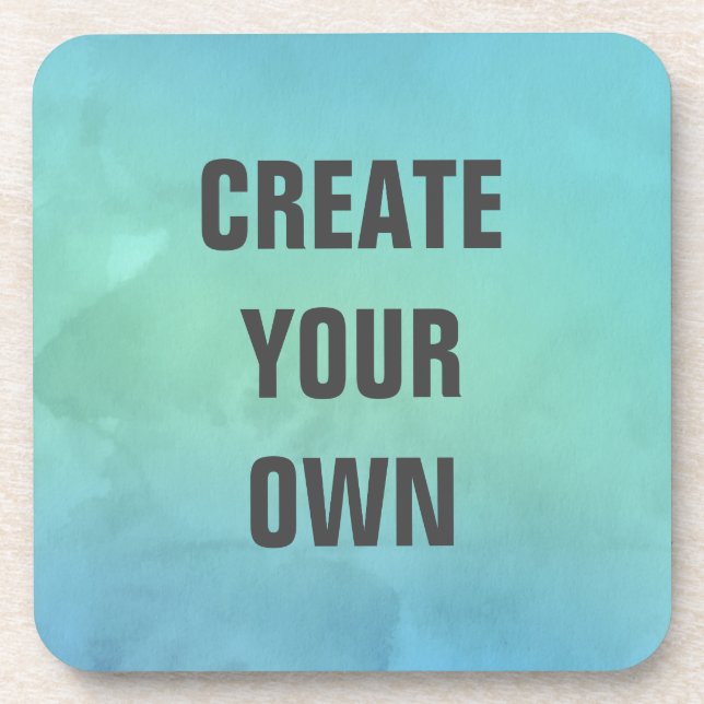 Create Your Own Turquoise Watercolor Painting Coaster (Front)