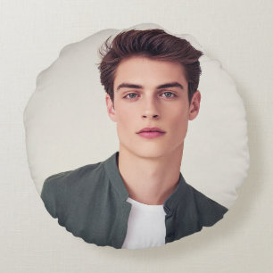 Create your Own Tw0 Photo Custom 2 Picture Round Cushion
