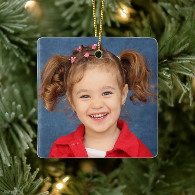 Create Your Own Two-sided Family Photo Ceramic Ornament (Tree)
