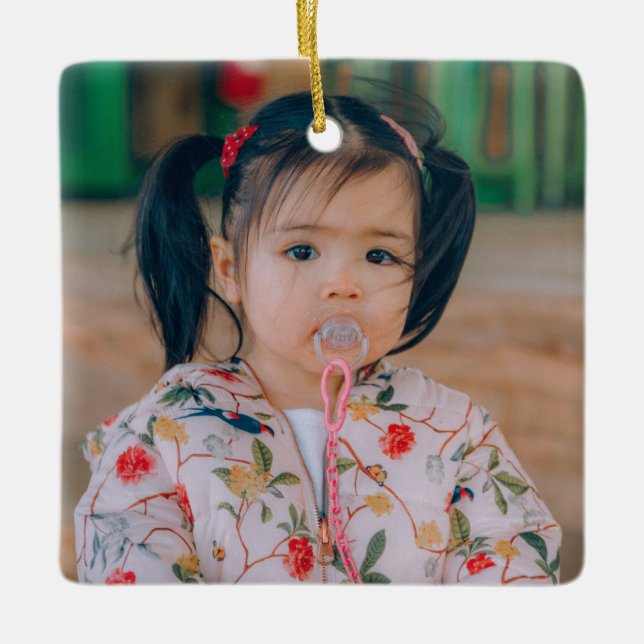 Create Your Own Two-sided Family Photo Ceramic Ornament (Front)