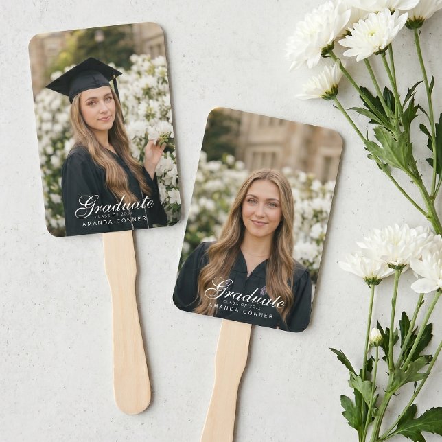 Create Your Own Two Sided Photo Graduation Hand Fan (create your own double sided custom photo graduation hand fan)