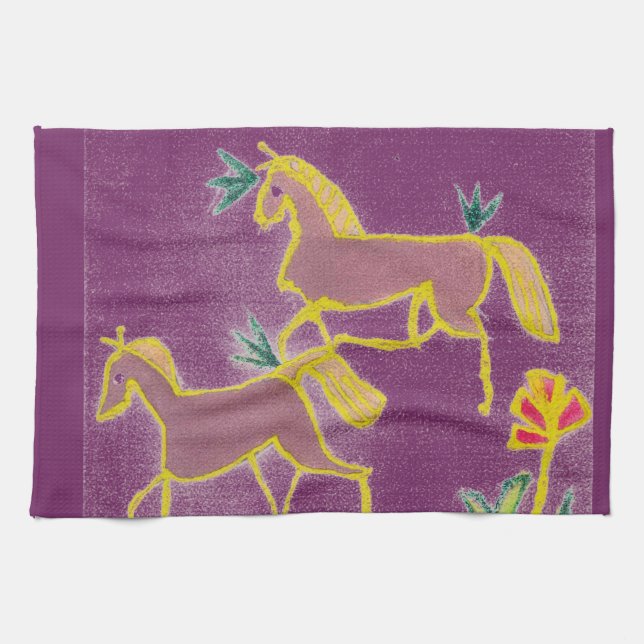 Create Your Own Unicorn Flora Power Cute Aesthetic Tea Towel (Horizontal)