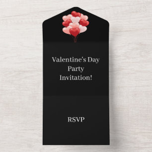Create Your Own Valentine's Day Party RSVP Black All In One Invitation
