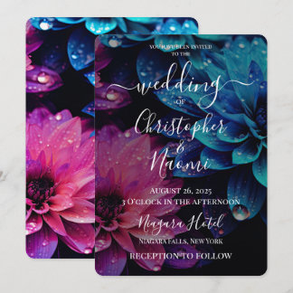 Create Your Own Vibrant Pink & Blue Flowers Invitation