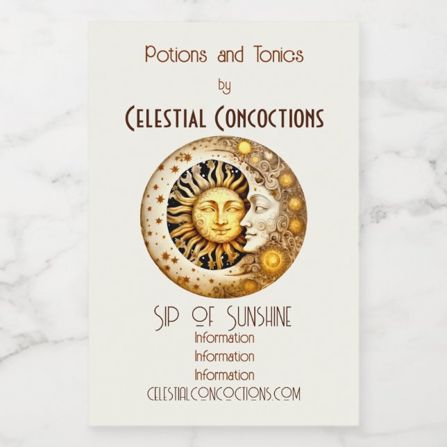 Create Your Own Victoiran Steampunk Sun & Moon Wine Label (Single Label)