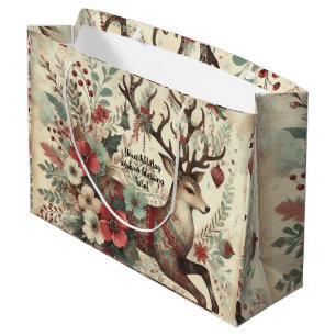 Create Your Own Victorian Christmas Deer Large Gift Bag