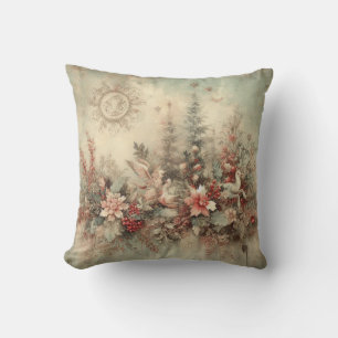 Create Your Own Victorian Christmas Floral Birds Cushion