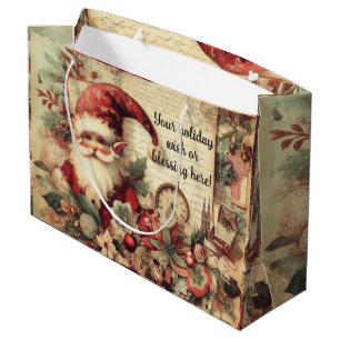 Create Your Own Victorian Christmas Gnome Large Gift Bag