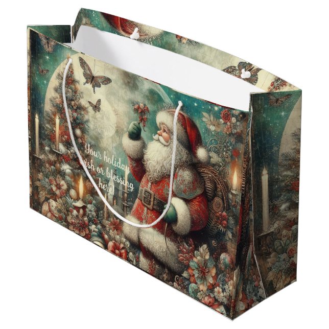 Create Your Own Victorian Christmas Santa Moon Large Gift Bag (Back Angled)