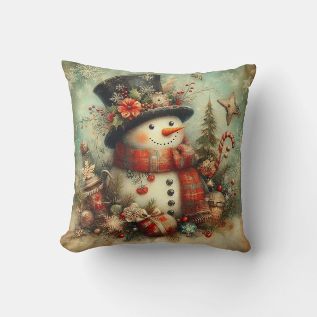 Create Your Own Victorian Christmas Snowman Cushion (Front)