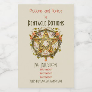 Create Your Own Victorian Floral Pentacle Wine Label